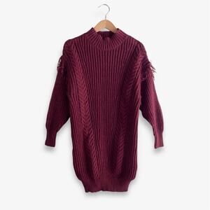 Shein Women’s Cable Knit Sweater Burgundy Medium